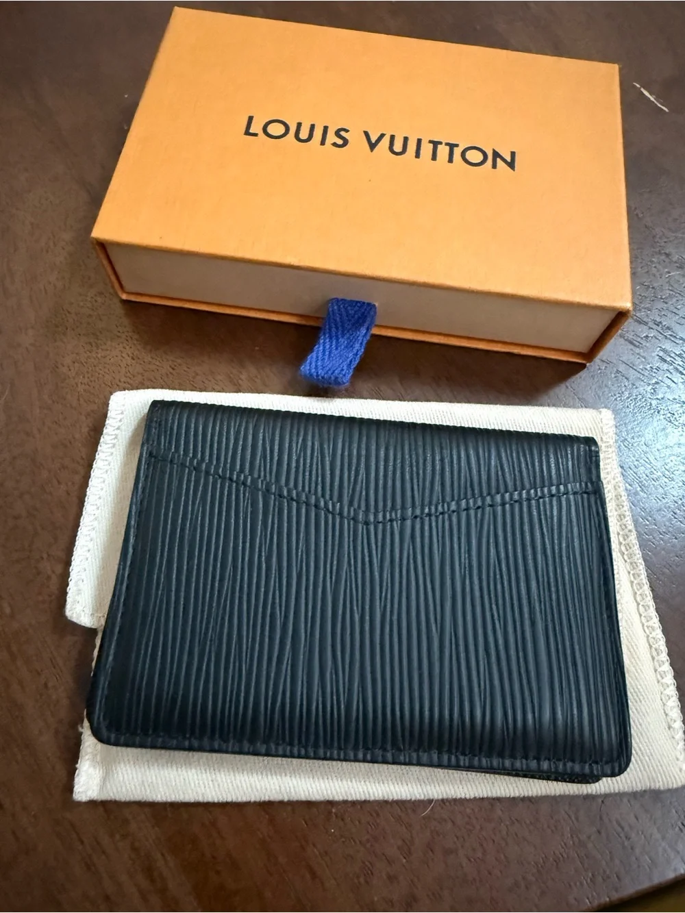 Louis Vuitton Pocket Organizer Wallet Black Epi Leather